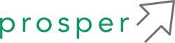 The prosper logo with green text and an arrow pointing upward